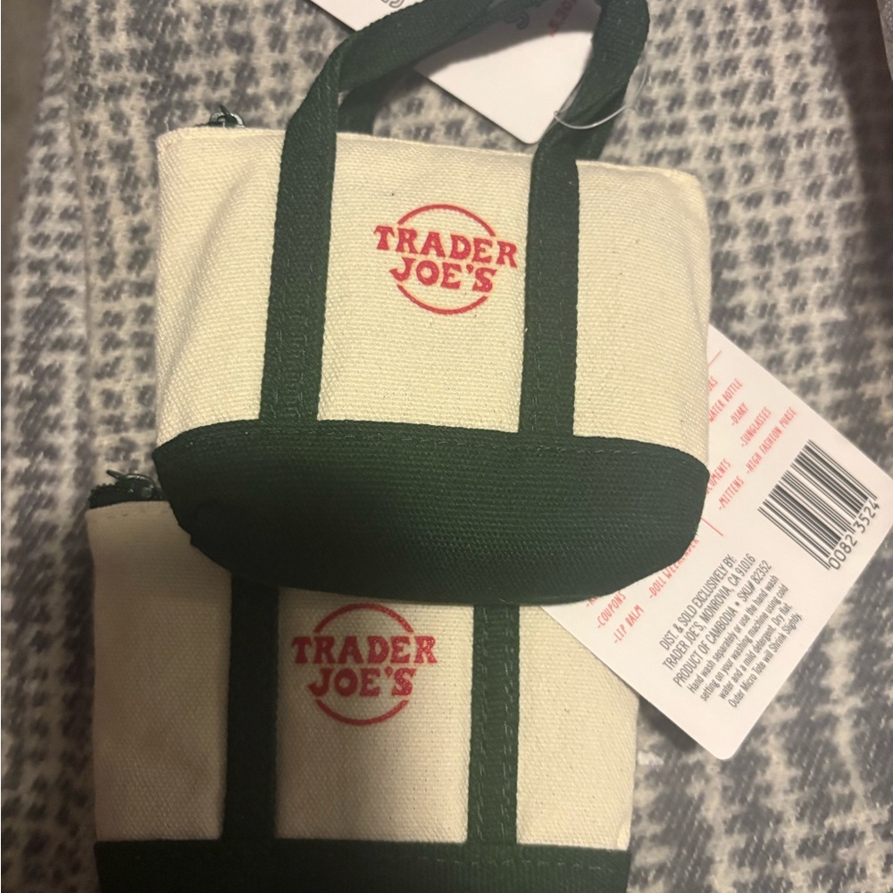Trader Joe's Cream and Green Tote Bag